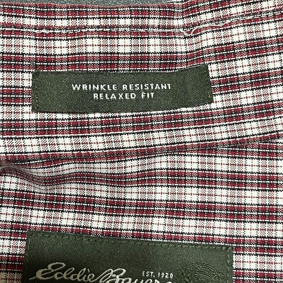 Eddie Bauer Men's Button Front Shirt Red White Plaid Relaxed Fit Cotton Size XXL - Picture 6 of 8